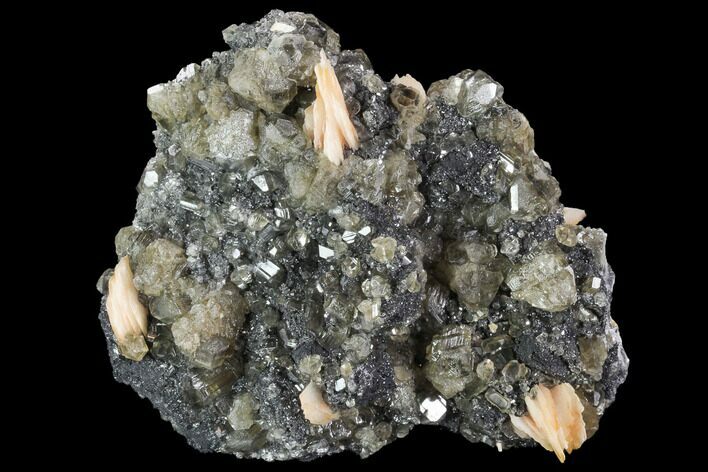 3.8" Cerussite Crystals with Bladed Barite on Galena - Morocco
